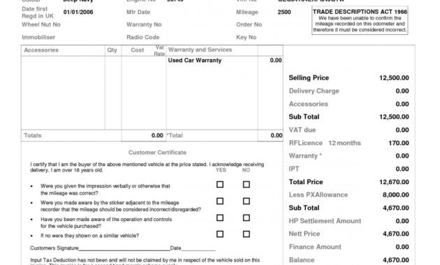 Private Car Sales Receipt Template Doc Example