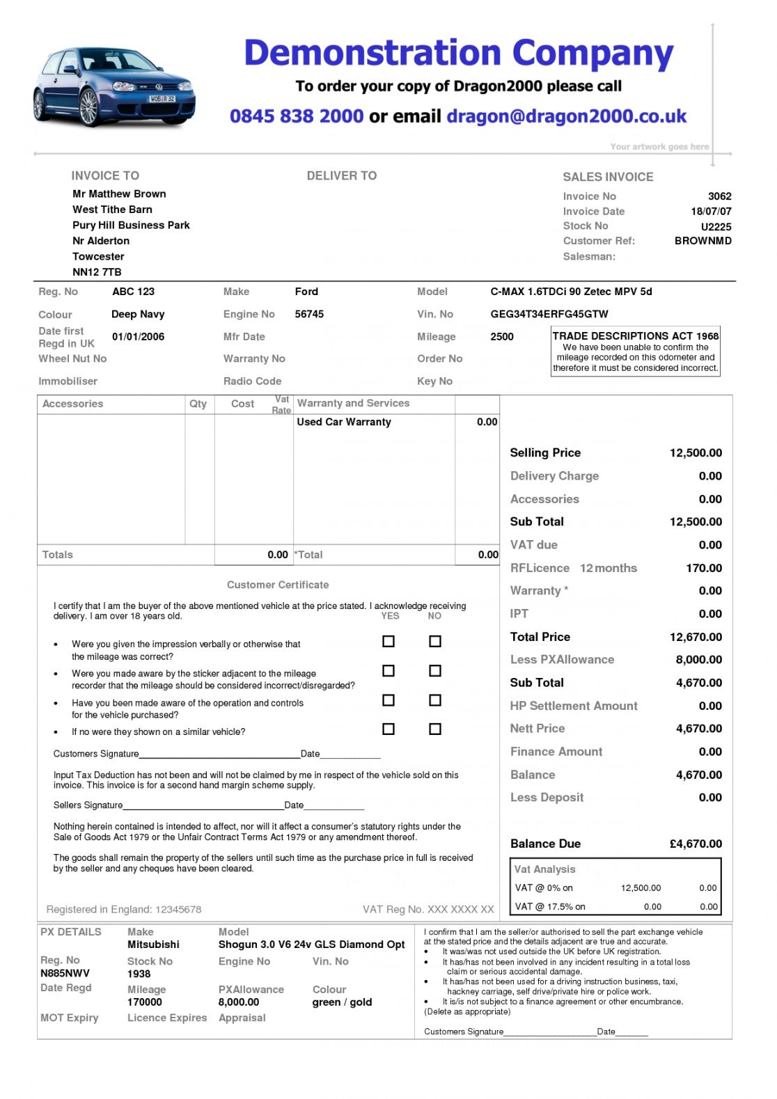 Private Car Sales Receipt Template Doc Example