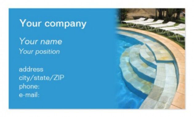 Professional Pool Service Business Card Pdf Sample