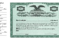 California Stock Certificate Template Doc