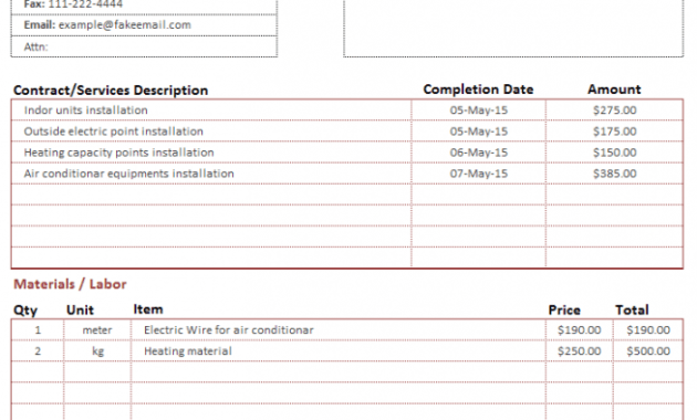 Costum Construction Quotation Invoice Template  Example