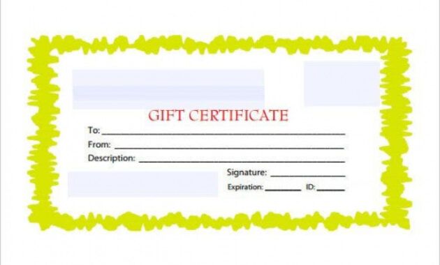 Editable Gift Certificate Border Template Word Example