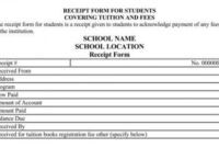 Editable School Fees Receipt Template Doc Example