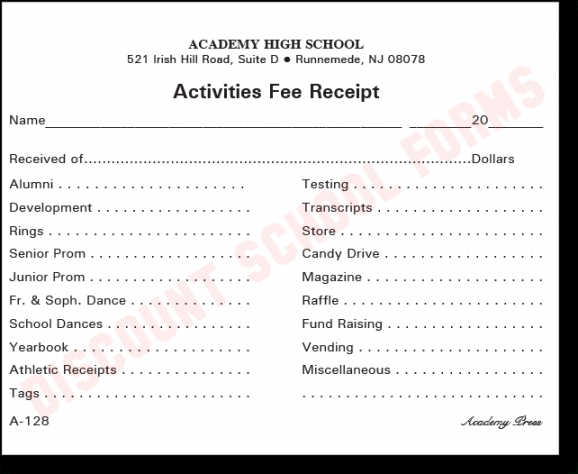 Money Receipt Format For School Fees