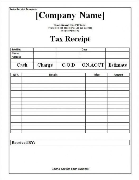 Printable Paid Cash Need Tax Receipt Template  Example