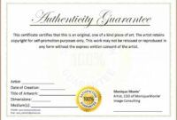 Artist Certificate Of Authenticity Template Doc Sample