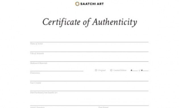 Artist Certificate Of Authenticity Template Word Sample