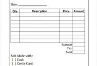 Cash Sales Receipt Template Excel Sample