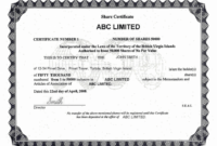 Costum Stock Certificate Template Canada Pdf Example