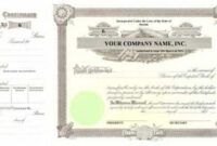 Editable Illinois Stock Certificate Template Pdf