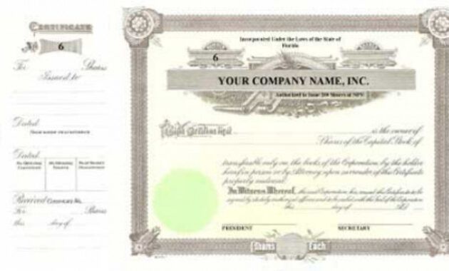 Editable Illinois Stock Certificate Template Pdf