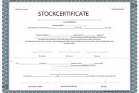 Free Company Stock Certificate Template  Sample