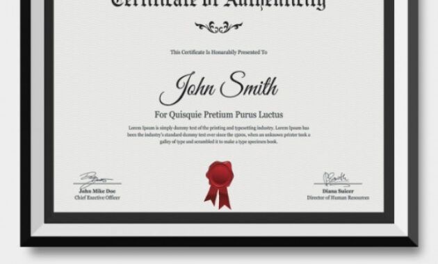 Printable Art Certificate Of Authenticity Template Word