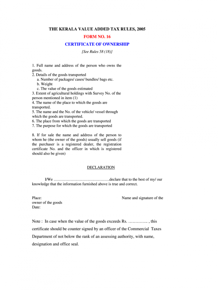 Printable Certificate Of Stock Ownership Template