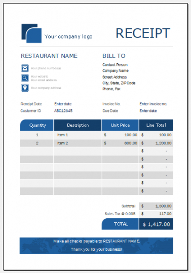 Grocery Receipt Template Doc Sample