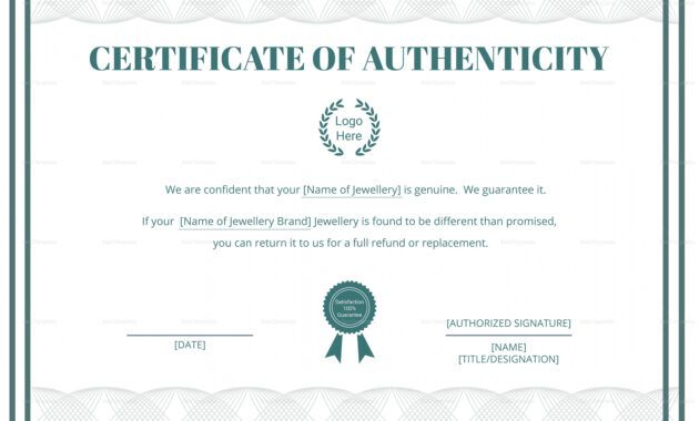 Printable Certificate Of Authenticity Autograph Template Doc