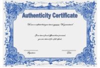 Professional Certificate Of Authenticity Autograph Template Excel