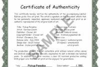 Professional Certificate Of Authenticity Autograph Template Word Sample