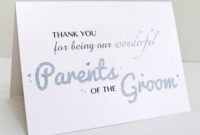 Costum Thank You Card To Parents For Wedding  Example