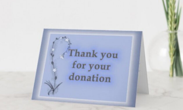 Professional Thank You Card For Memorial Donation  Sample