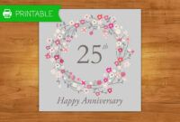 Editable 25Th Anniversary Card Template