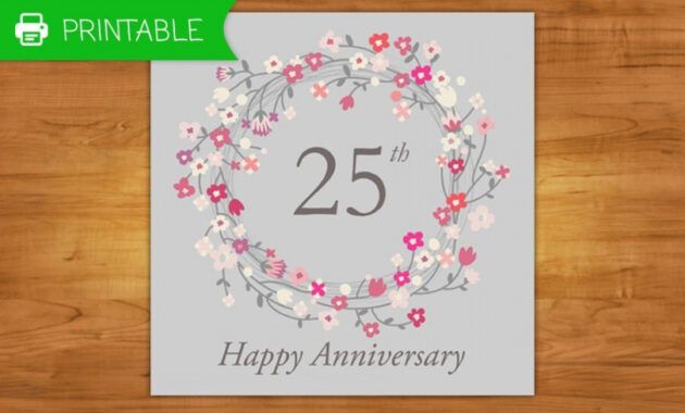 Editable 25Th Anniversary Card Template