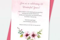 Editable 25Th Anniversary Card Template Word Example