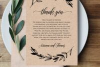 Best Wedding Place Setting Thank You Card Template  Example