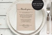 Costum Wedding Place Setting Thank You Card Template Excel Sample