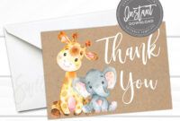 Editable Safari Theme Thank You Cards Pdf