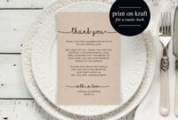 Editable Wedding Place Setting Thank You Card Template Word Example