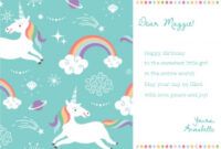 Printable Unicorn Greeting Card Template Doc Sample