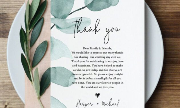 Professional Wedding Reception Thank You Card Template Excel