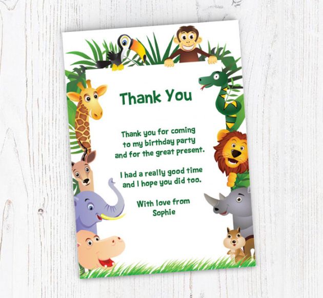 Safari Theme Thank You Cards Word