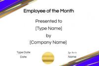 Associate Of The Month Certificate Template Doc