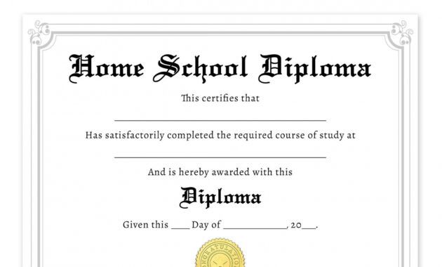 Best Homeschool Graduation Certificate Template  Example