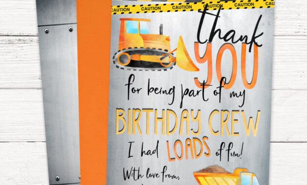 Construction Theme Thank You Cards Doc