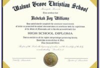 Costum Homeschool Graduation Certificate Template  Example