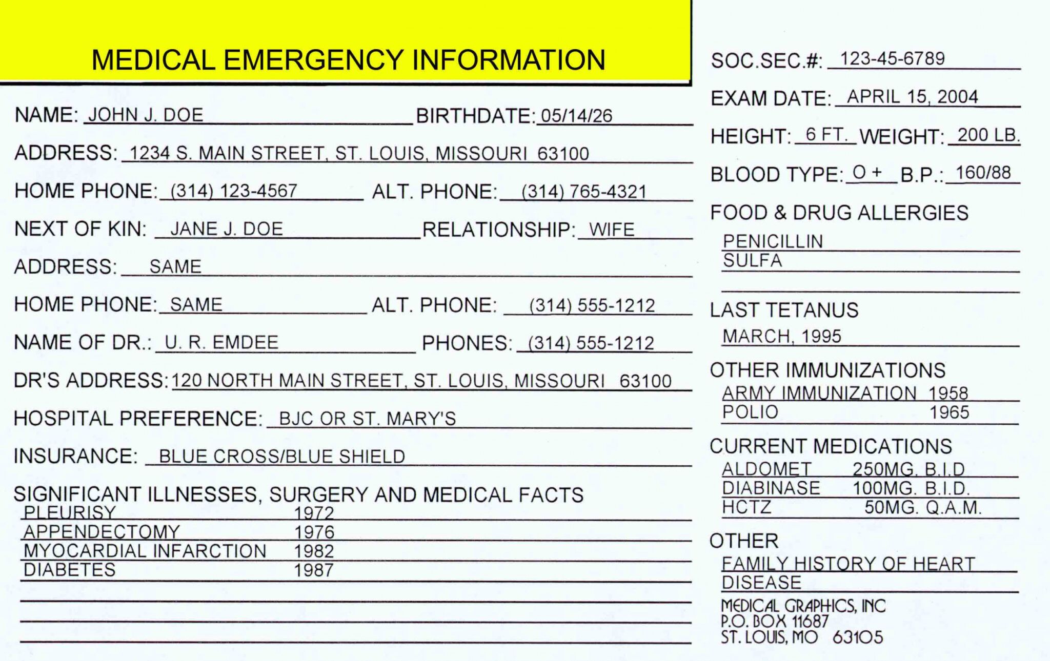 Costum Medical Emergency Card Template Word Example EmetOnlineBlog