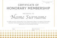 Honorary Life Membership Certificate Template Excel