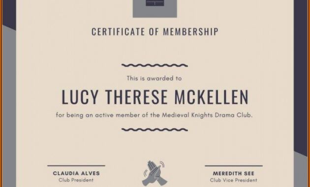 Honorary Life Membership Certificate Template Word Sample