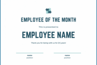 Printable Associate Of The Month Certificate Template  Example