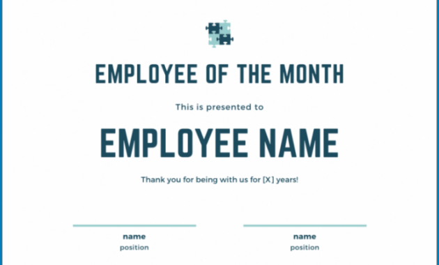 Printable Associate Of The Month Certificate Template  Example