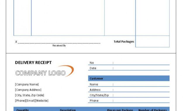Professional Delivery Service Receipt Template  Sample