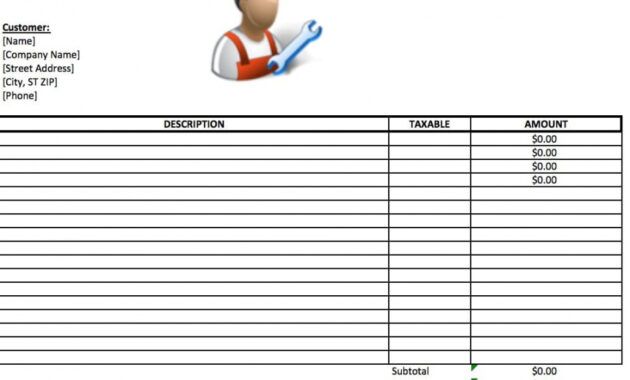 Professional Handyman Service Receipt Template  Example