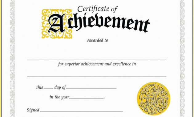 Academic Excellence Award Certificate Template Pdf