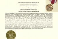 Best Military Outstanding Volunteer Service Medal Certificate Template Pdf Sample