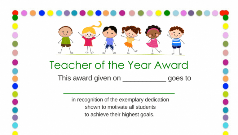 Teacher Of The Year Certificate Template | EmetOnlineBlog