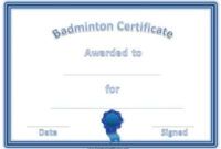 Costum Badminton Tournament Certificate Template Doc