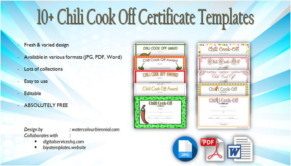 Costum Baking Contest Winner Certificate Template Excel Example